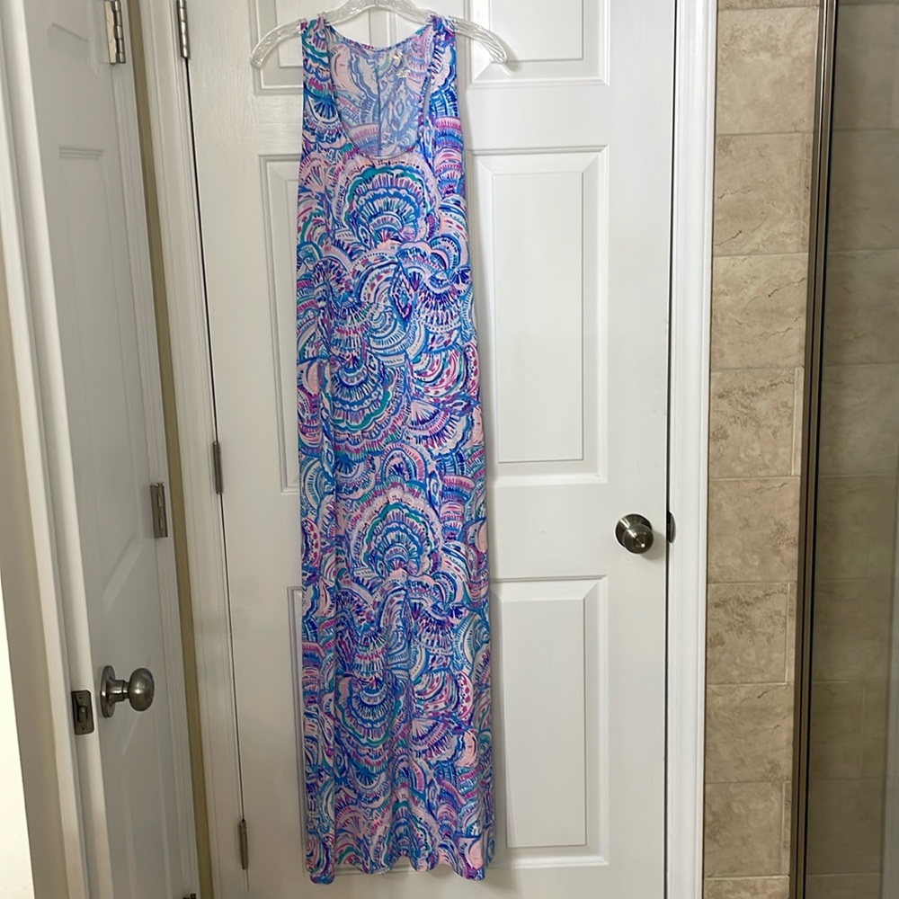 Lilly Pulitzer Blue and Pink Maxi Dress